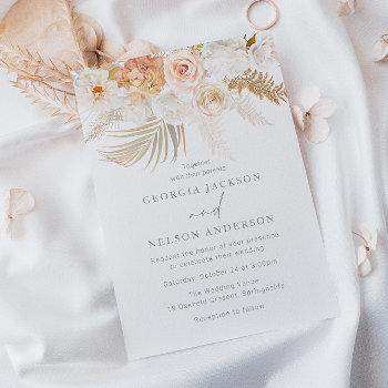 wonderful blush gold & ivory floral wedding invitation