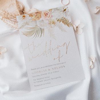 wonderful blush gold & ivory wedding rose gold  foil invitation