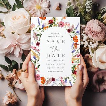 Small Wonderful Watercolor Wildflowers Wedding Save The Date Front View