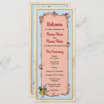 wonderland rabbit floral wedding program details