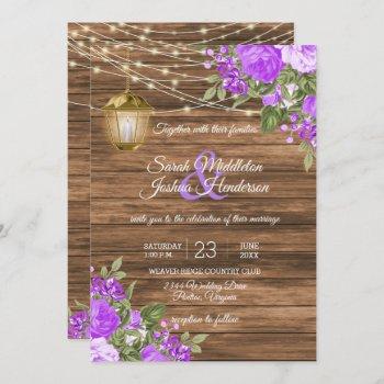 Small Wood, Lanterns And Purple Flower Wedding Front View