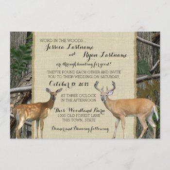 woodland buck and doe wedding invitation