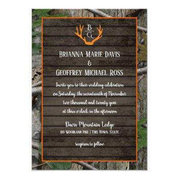 Small Woodland Camo Antlers Monogram Wedding Front View