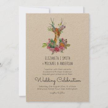 Small Woodland Deer Illustrated Wedding Front View