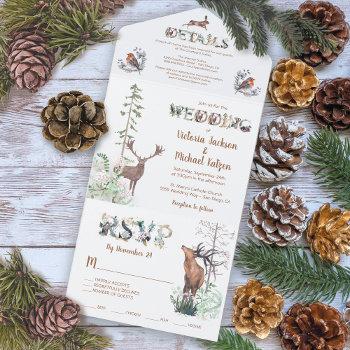 woodland forest animals wedding all in one invitation