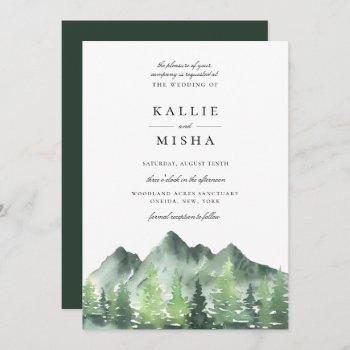 woodland forest mountains wedding invitation