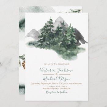 Small Woodland Watercolor Mountain Wedding Front View