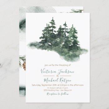Small Woodland Watercolor Pine Forest Wedding Front View