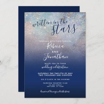 Small Written In The Stars Navy Galaxy Wedding Front View