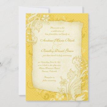 yellow and ivory floral wedding invitation