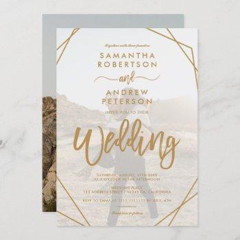 yellow boho frame simple photo script wedding invitation