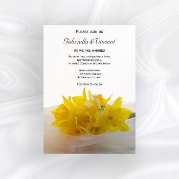 Small Yellow Daffodils On White Spring Wedding Front View
