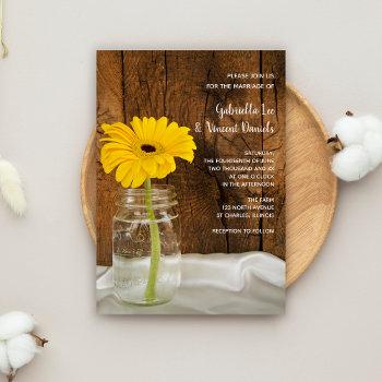 Small Yellow Daisy In Mason Jar Country Barn Wedding Front View