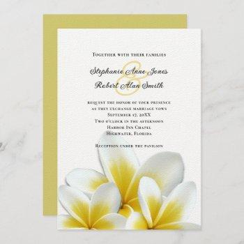 yellow hawaiian plumeria frangipani wedding invitation