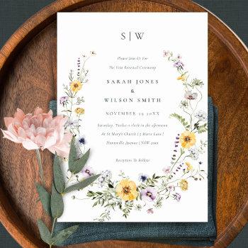 yellow lilac wildflower wreath vow renewal invite