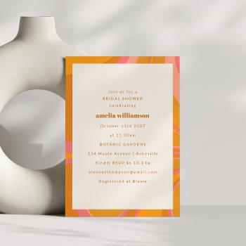 yellow orange pink abstract marble bridal shower invitation