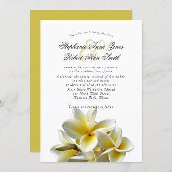 yellow plumeria hawaiian flower wedding invitation