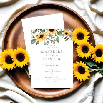 Small Yellow Watercolor Sunflowers & Wildflower Wedding Front View