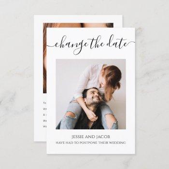 your photos minimalist change the date wedding invitation