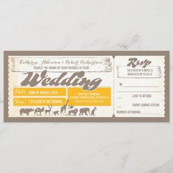 Small Zoo Wildlife Animals Wedding  Tickets Front View