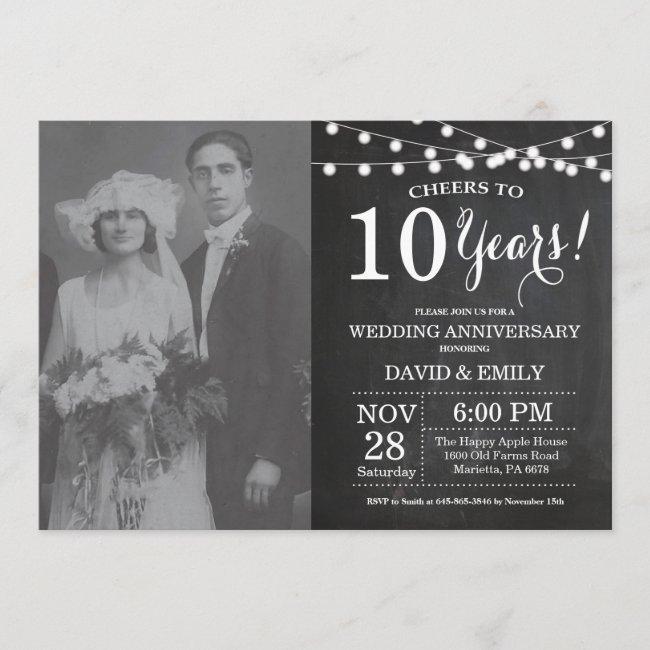 10th Wedding Anniversary Chalkboard Photo