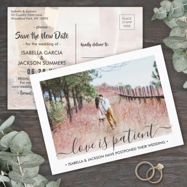 2 Photo Love Is Patient Wedding Change The Date Announcement Post