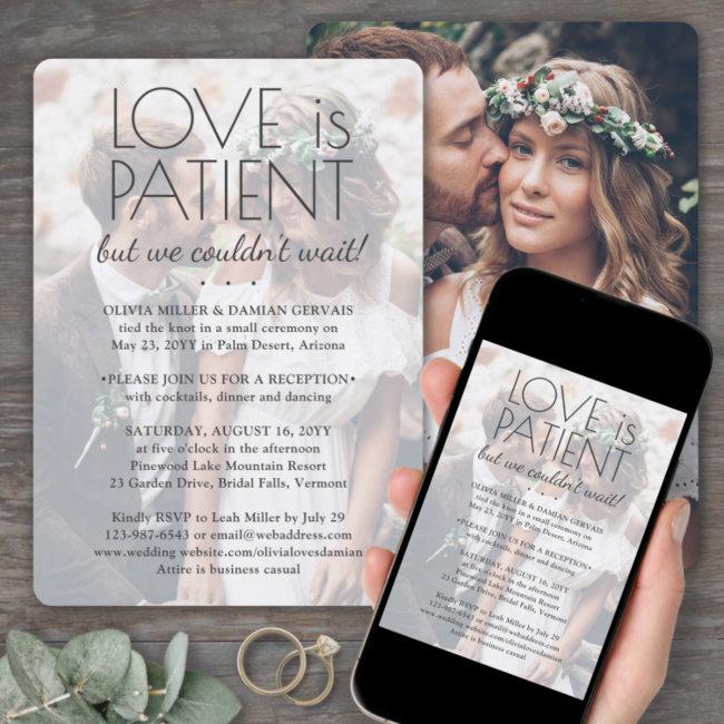 2 Photo Love Is Patient Wedding Reception Only