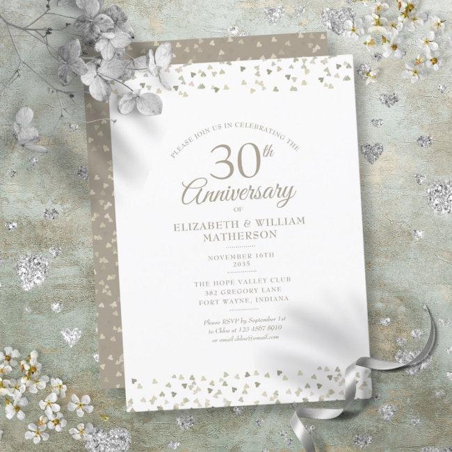 30th Wedding Anniversary Pearl Hearts Confetti