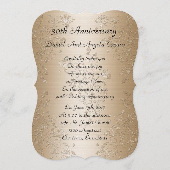 30th Wedding Anniversary Vow Renewal Gold Satin