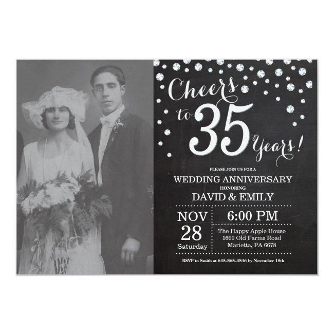 35th Wedding Anniversary Chalkboard Black Silver