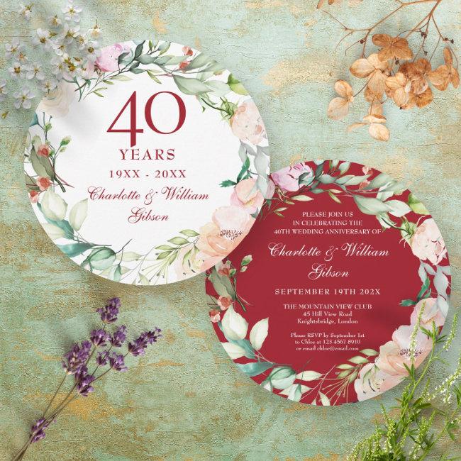 40th Ruby Wedding Anniversary Roses Garland