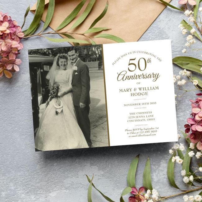50th Anniversary Gold Heart Confetti Wedding Photo