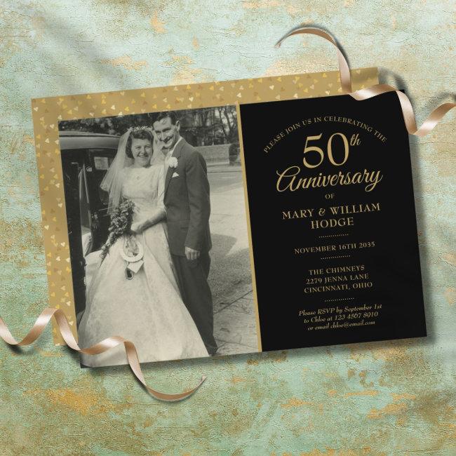 50th Anniversary Gold Hearts Wedding Photo