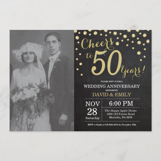 50th Wedding Anniversary Chalkboard Black And Gold