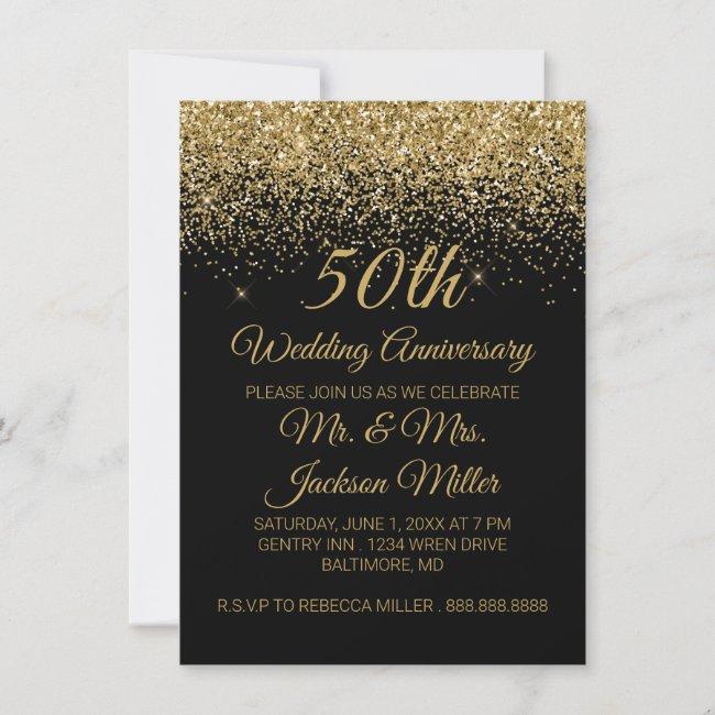 50th Wedding Anniversary Gold Glitter