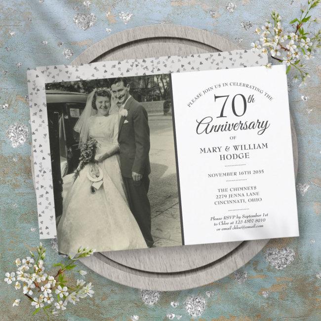 70th Anniversary Love Heart Confetti Wedding Photo