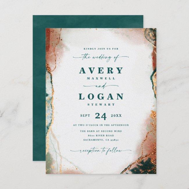 Abstract Ethereal Teal & Copper Wedding