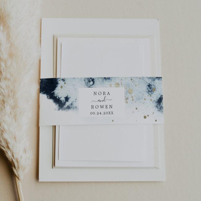Abstract Navy Watercolor Wedding  Belly Band