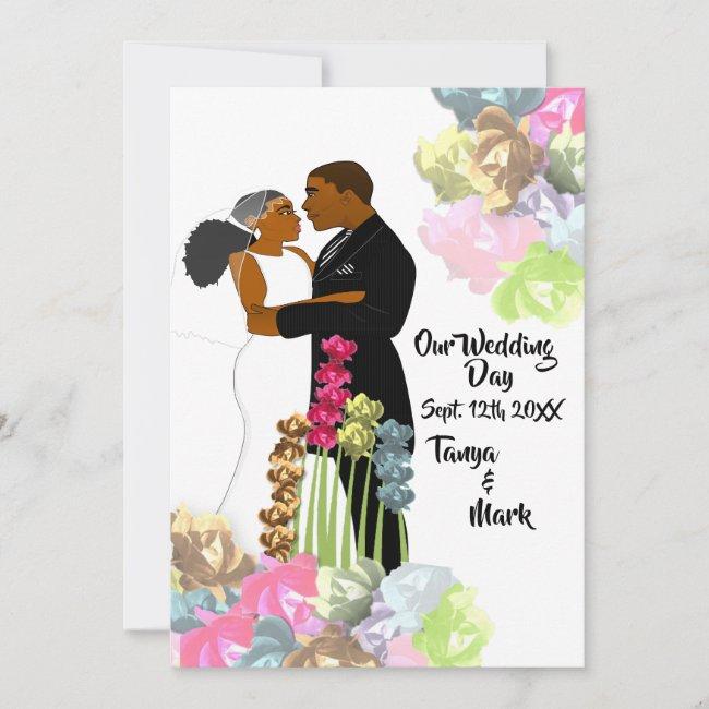 African American Couple Afrocentric Floral Wedding