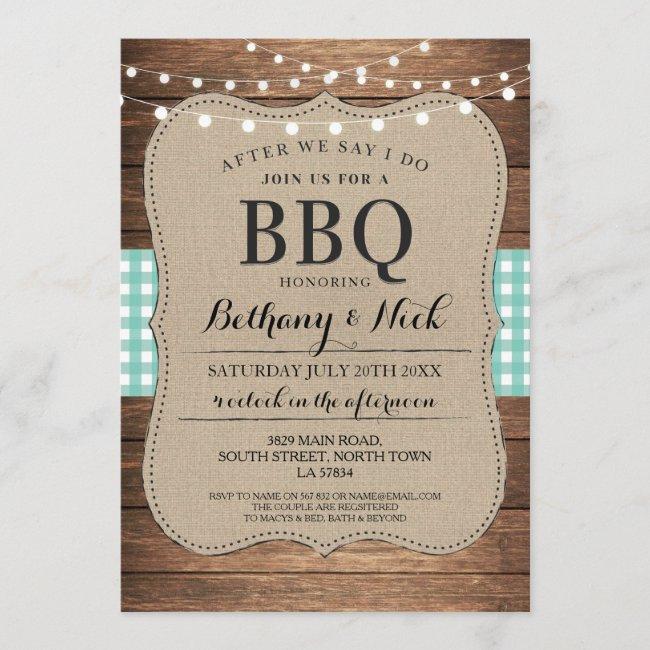 After We Say I Do Bbq Rustic Mint Lights Invite