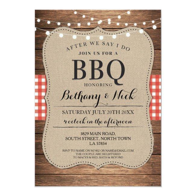 After We Say I Do Bbq Rustic Red Lights Invite