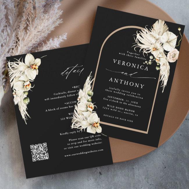 All In One Boho Pampas Grass Orchid Wedding Black