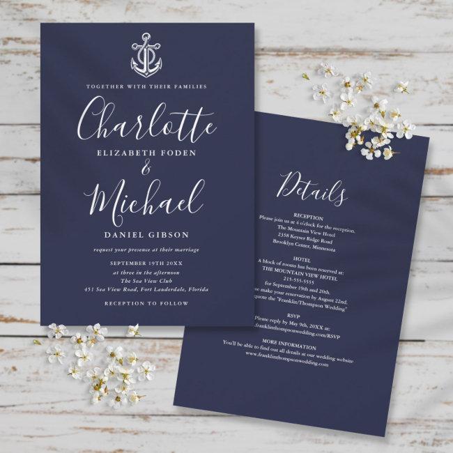 All In One Nautical Navy Blue And White Wedding
