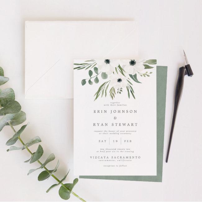 Anemones Sage & Dusty Green Eucalyptus Wedding Inv