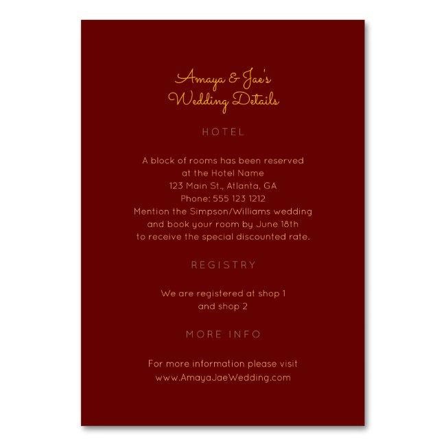 Ankara African Wedding Details 2-sided Insert Card