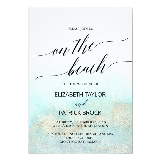 Aqua And Gold Watercolor On The Beach Wedding