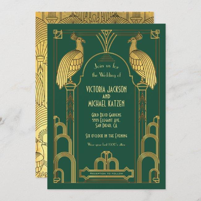 Art Deco Peacock Gold & Black Wedding
