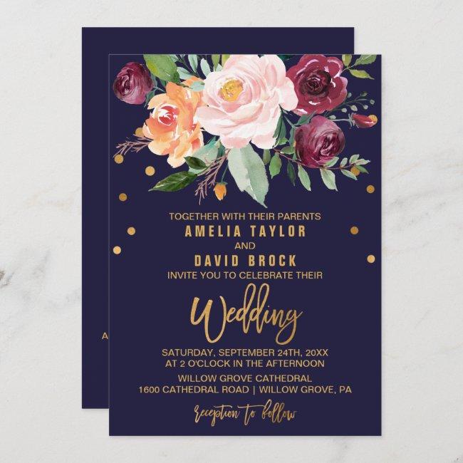 Autumn Floral Double Sided Wedding