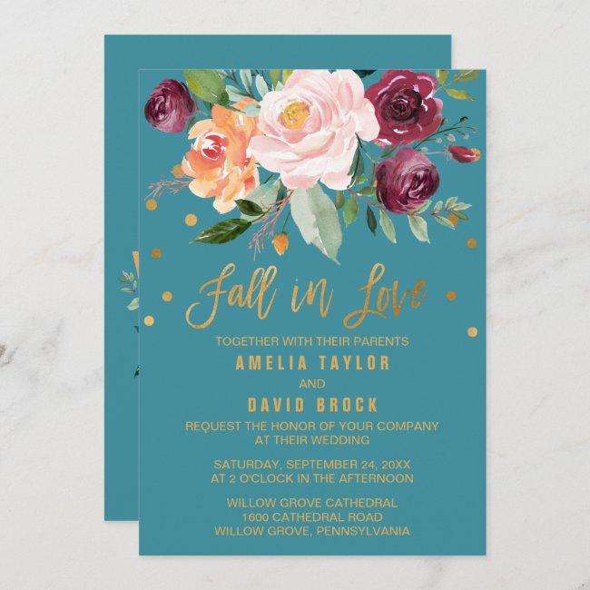 Autumn Floral | Fall In Love Teal Wedding