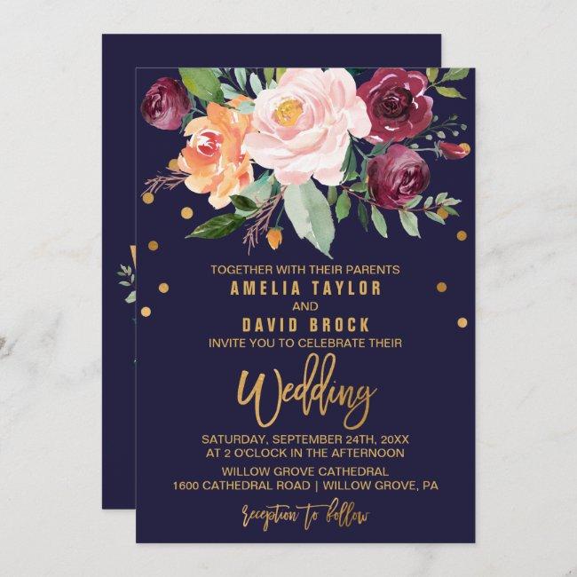 Autumn Floral With Typography Backing Wedding